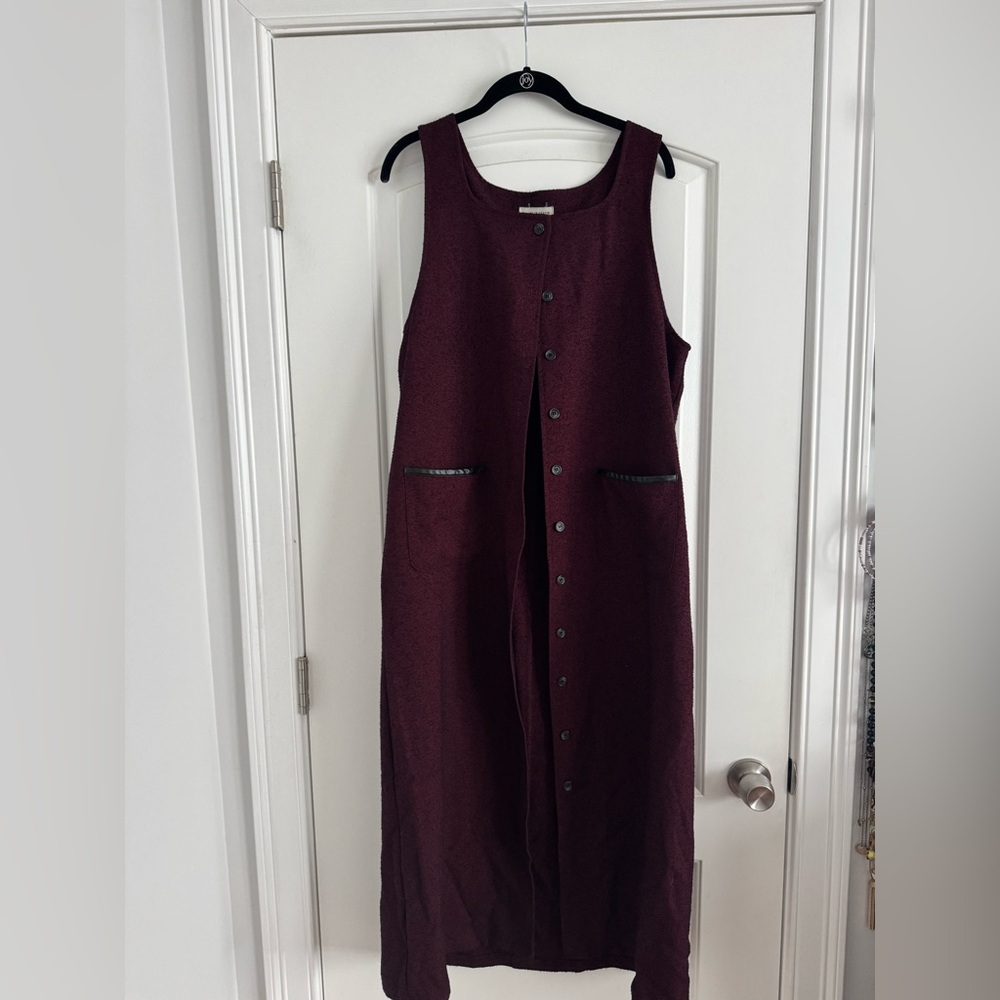 Red & black button down maxi dress